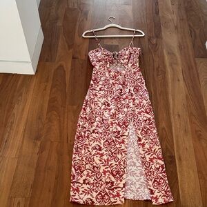 Zara Floral Red and White Midi Dress